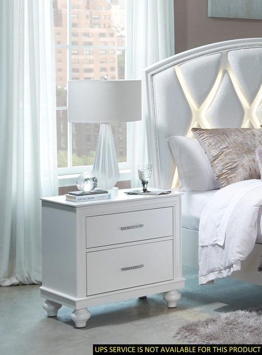 Modern Bedroom Furniture Two Drawers Nightstand 1 Piece White Finish Acrylic Crystal Drawers Wooden Furniture