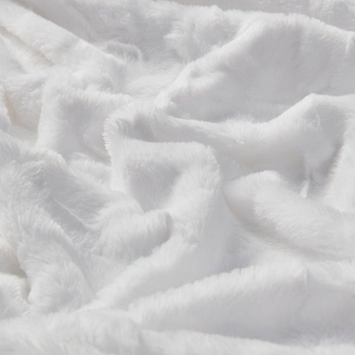 Oversized Faux Fur Throw - White