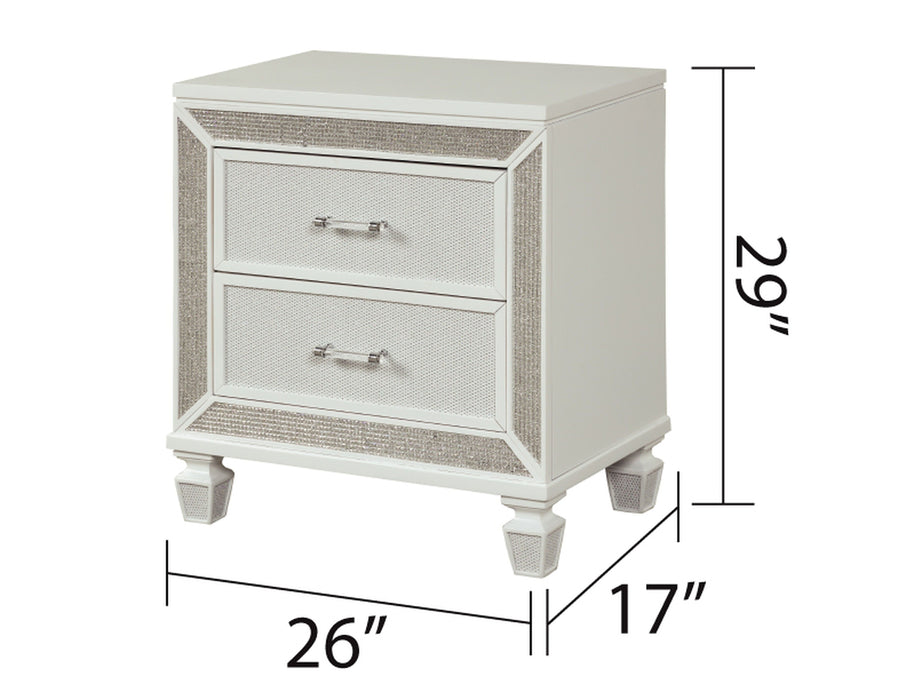 Crystal Nightstand Made With Wood Finished In White