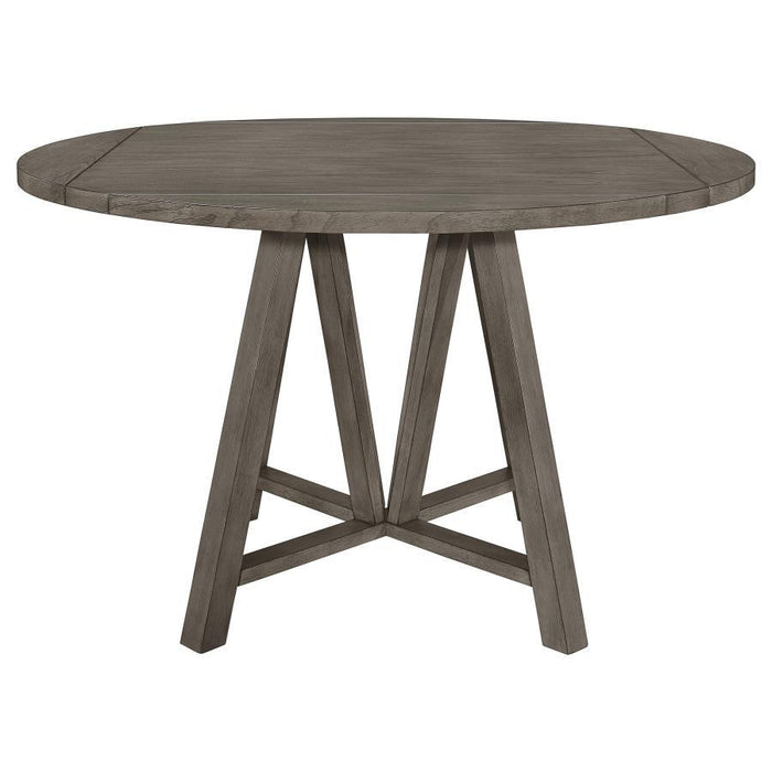Athens - Round Counter Height Table With Drop Leaf - Barn Gray Unique Piece Furniture