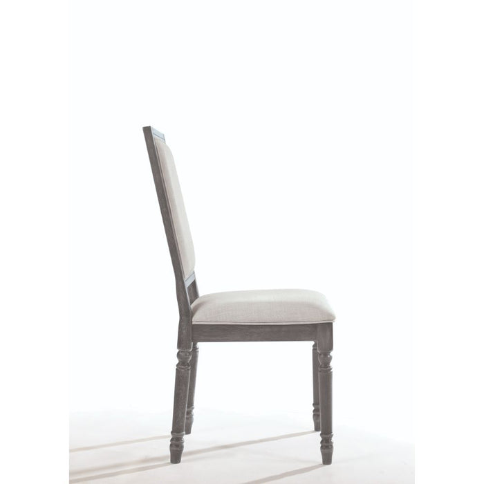 Leventis - Side Chair (Set of 2) - Cream Linen & Weathered Gray Unique Piece Furniture