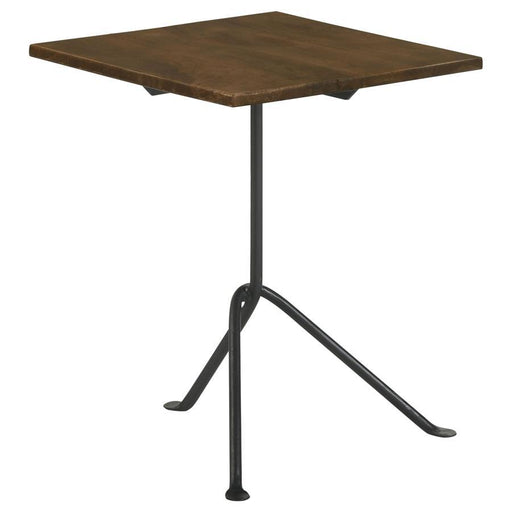 Heitor - Square Accent Table With Tripod Legs - Dark Brown And Gunmetal Unique Piece Furniture