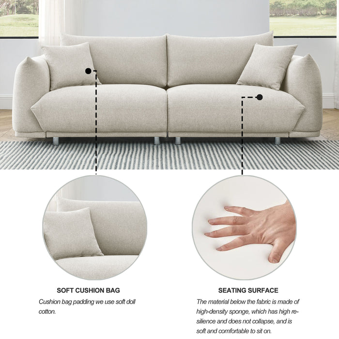 78.8'' Modern Couch For Living Room Sofa, Solid Wood Frame And Stable Metal Legs, 2 Pillows, Sofa Furniture