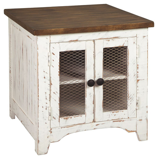 Wystfield - White / Brown - Rectangular End Table - 2 Doors Unique Piece Furniture