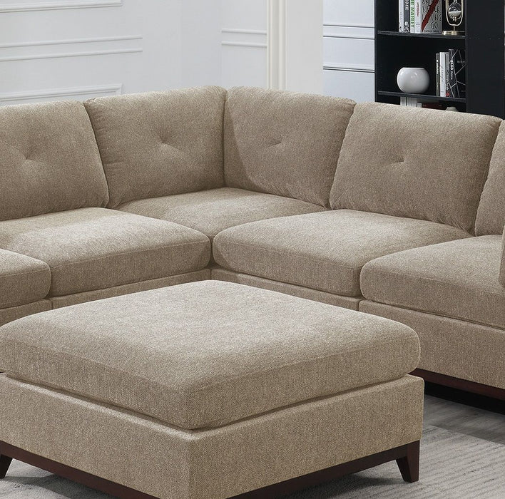 Camel Chenille Fabric Modular Sectional 6 Piece Set Living Room Furniture Corner Sectional Couch 3 Corner Wedge 2 Armless Chairs And 1 Ottoman Tufted Back