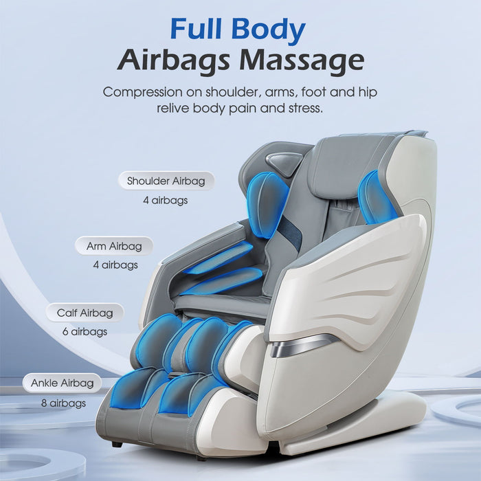 Bosscare Brand New Update Gr8686 Massage Chairs With Ai Voice, App Control Sl Track Zero Gravity Full Body Massage Recliner Gray