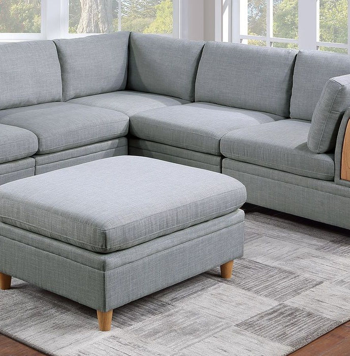 Living Room Furniture 6 Pieces Modular Sofa Set Light Gray Dorris Fabric Couch 3 Corner Wedges 2 Armless Chair And 1 Ottoman