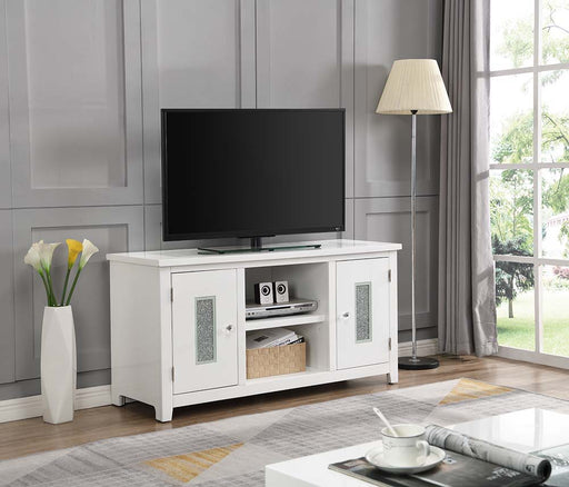 Elizaveta - TV Stand - White High Gloss Finish Unique Piece Furniture