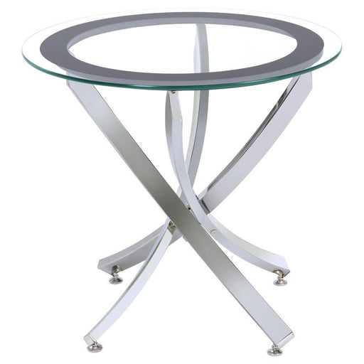 Brooke - Glass Top End Table - Chrome And Black Unique Piece Furniture