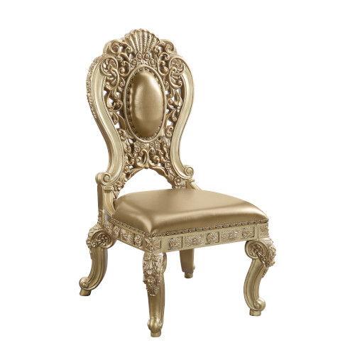 Seville - Side Chair (Set of 2) - Tan PU & Gold Finish Unique Piece Furniture