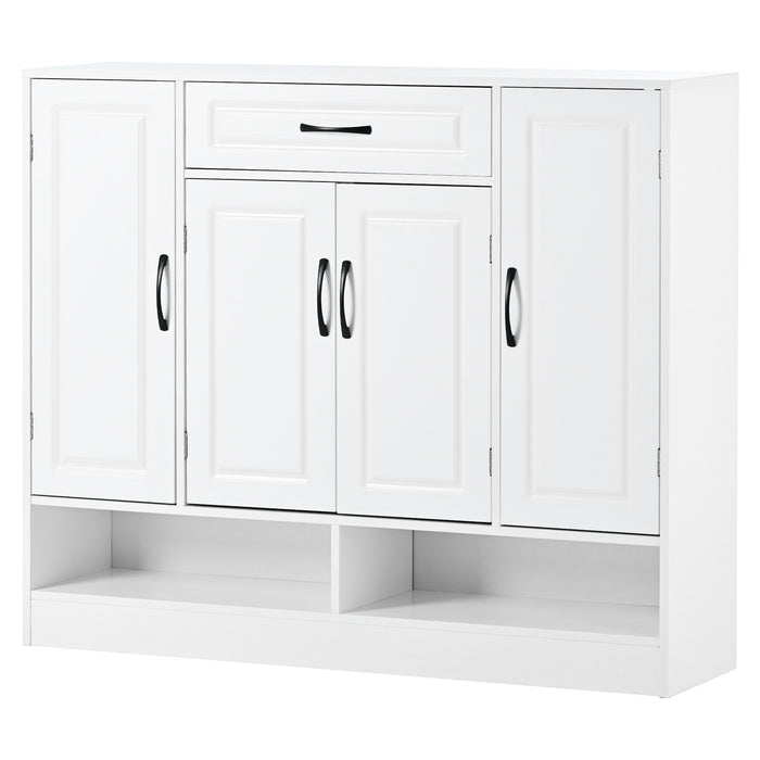 On-Trend Sleek And Modern Shoe Cabinet With Adjustable Shelves, Minimalist Shoe Storage Organizer With Sturdy Top Surface, Space-Saving Design Side Board For Various Sizes Of Items, White