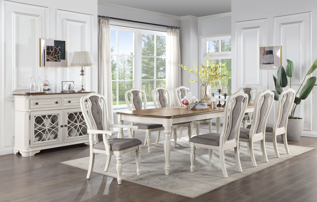 Acme Florian Dining Table (108") Oak & Antique White Finish