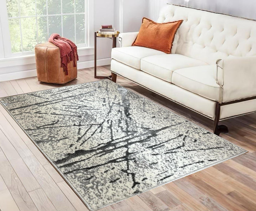 Shifra - Luxury Area Rug Abstract Designn - Gray / Silver