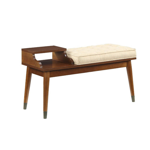 Baptis - Bench - Beige Fabric & Walnut Unique Piece Furniture