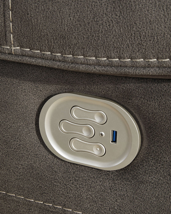 Hoopster - Gunmetal - Zero Wall Power Recliner With Console 6 Pc Sectional Unique Piece Furniture