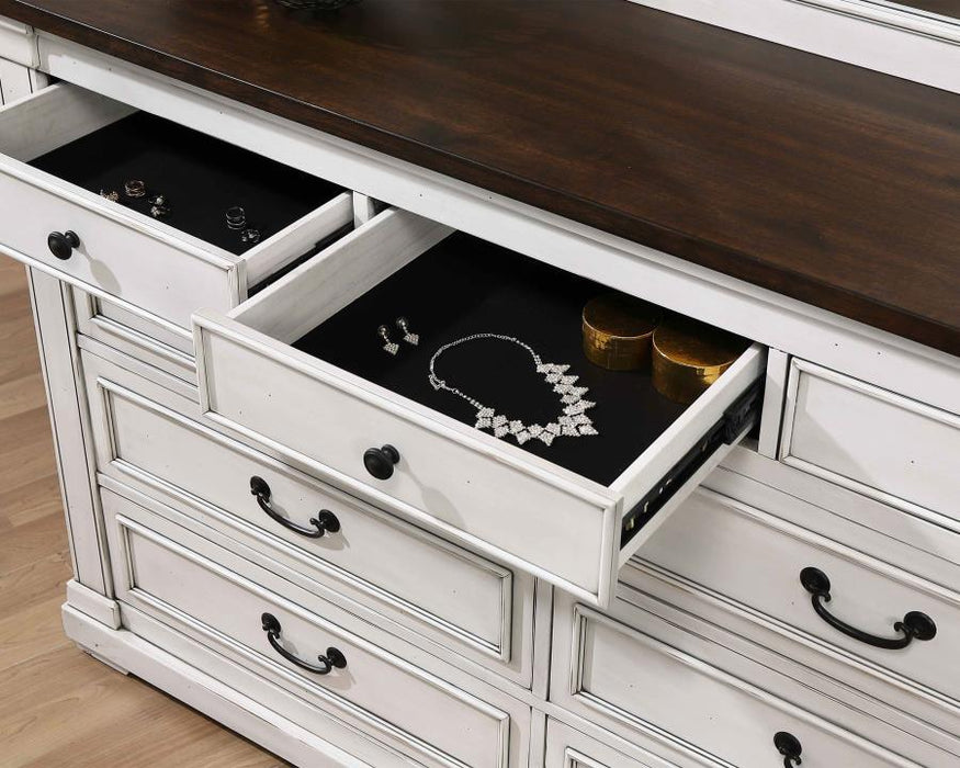 Hillcrest - 9-Drawer Dresser - Dark Rum And White Unique Piece Furniture