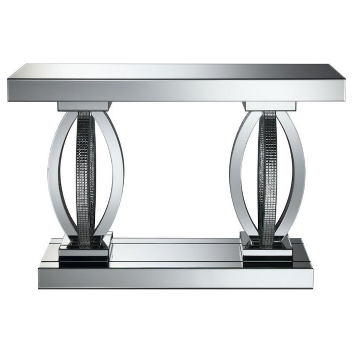 Amalia - Rectangular Sofa Table With Shelf - Clear Mirror Unique Piece Furniture