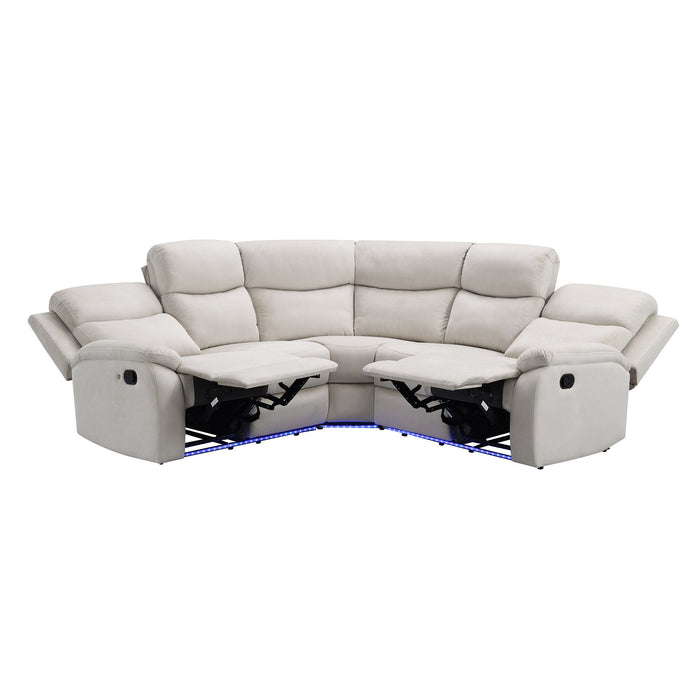 Home Theater Seating Seats Manual Chairs Recliner With LED Light Strip For Living Room, Beige
