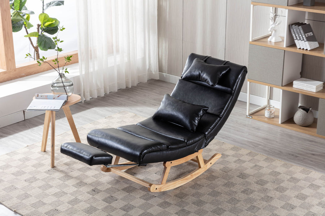 Coolmore Living Room Comfortable Rocking Chair Living Room Chair - Black PU