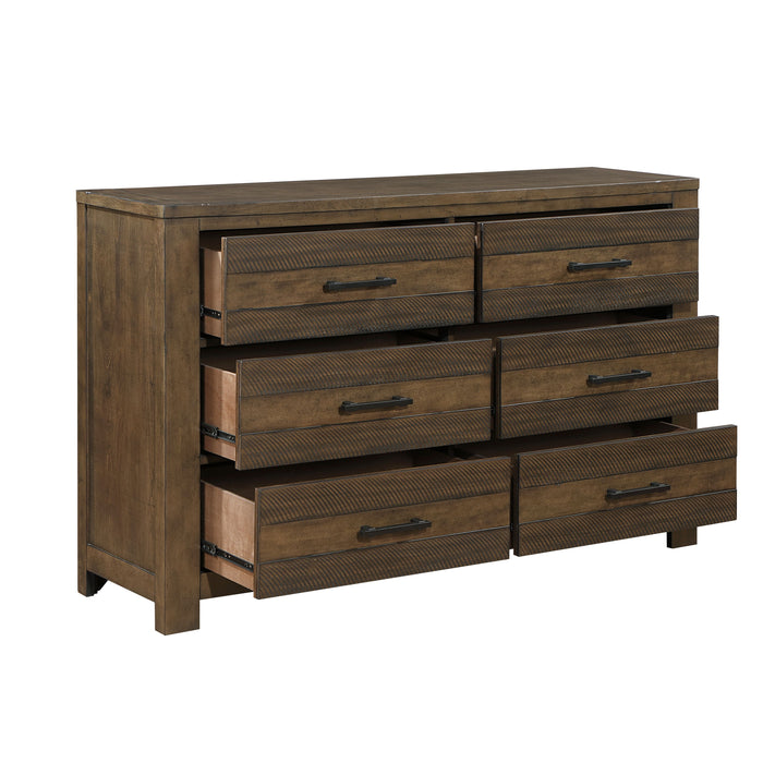 Bold Look Bedroom Furniture Antique Brown Finish 1 Piece Dresser Of 6 Drawers Ball Bearing Glides Wooden Furniture