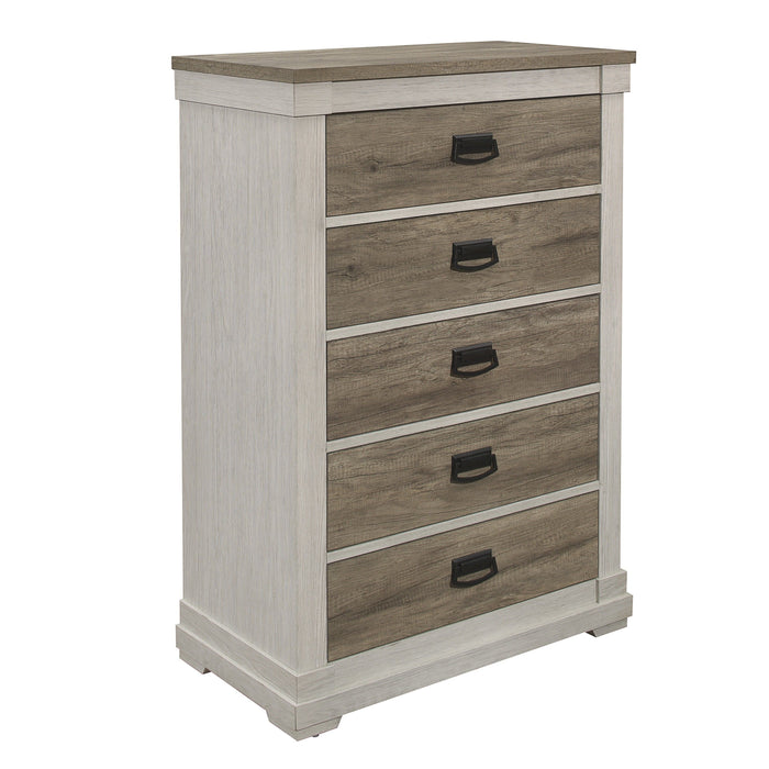Transitional 1 Piece Chest With Storage Drawers Classic Shape Two Tone Look Bedroom Furniture