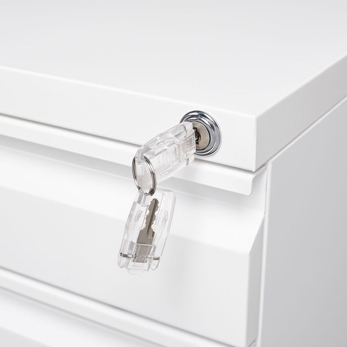 3 Drawer Mobile Locking File Cabinet - White