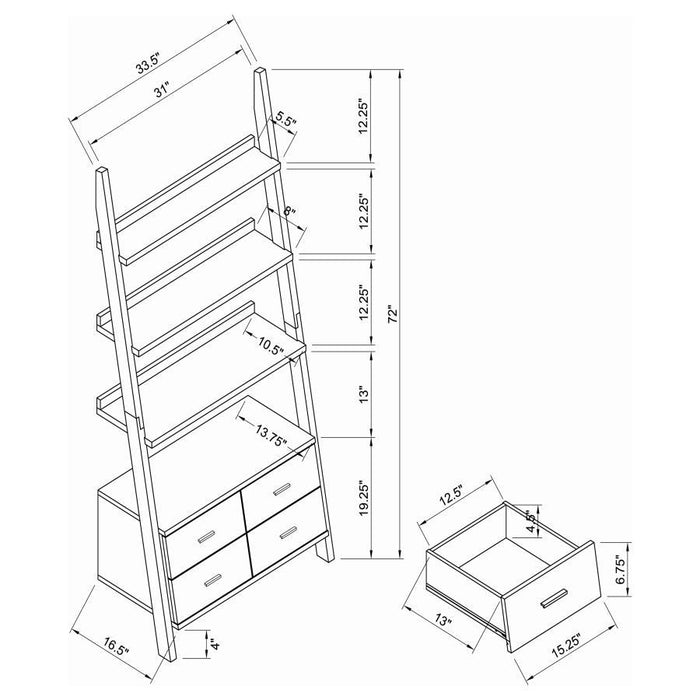 Colella - 4-Drawer Storage Bookcase - Cappuccino Unique Piece Furniture
