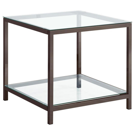 Trini - End Table With Glass Shelf - Black Nickel Unique Piece Furniture