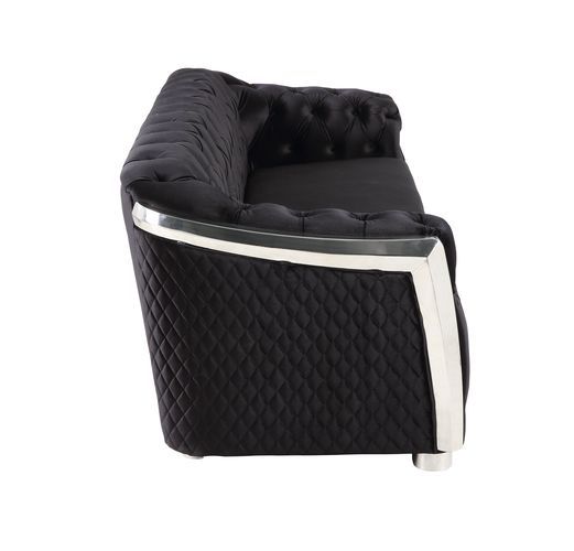 Pyroden - Chair - Black Velvet & Chrome Finish Unique Piece Furniture