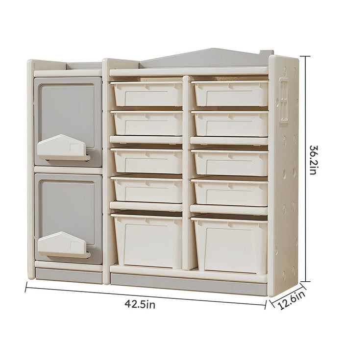 Multilayer Storage, Toy Picture Book Storage Children'S Floor Shelf - Grey