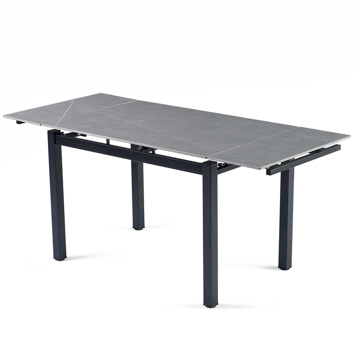 Grey Ceramic Modern Rectangular Expandable Dining Room Table For Space - Saving Kitchen Small Space - Table Top