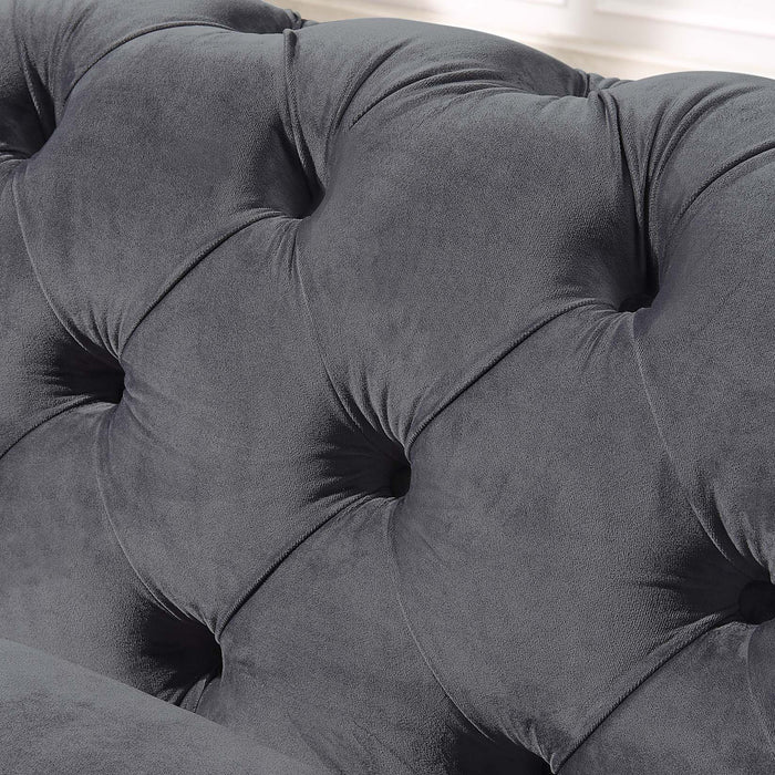 Gray Elegant Velvet Living Room 3-Seater Sofa, Upholstered Sofa