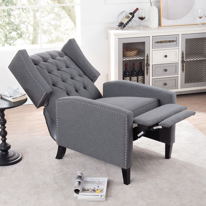 Wide Manual Wing Chair Recliner - Grey