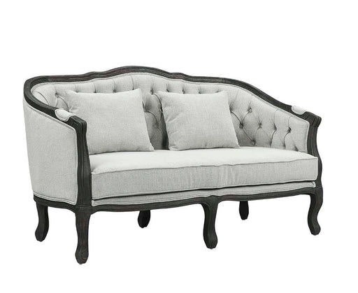 Samael - Loveseat - Gray Linen & Dark Brown Finish Unique Piece Furniture