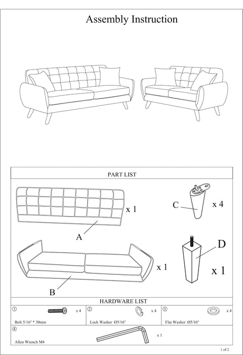 Laguna Color Polyfiber Sofa And Loveseat 2 Pieces Sofa Set Living Room Furniture Plywood Tufted Couch Pillows