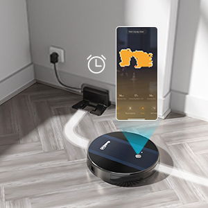 Geek Smart Robot Vacuum Cleaner G6, Ultra - Thin, 1800Pa Strong Suction, Automatic Self - Charging, Wi - Fi Connectivity, App Control, Custom Cleaning, 100Mins Run Time ()
