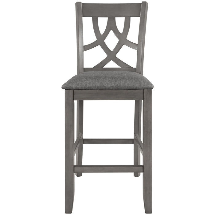 Topmax Farmhouse 2 Piece Padded Round Counter Height Kitchen Dining Chairs With Cross Back For Small Places, Gray