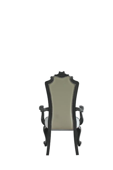 House - Delphine - Chair (Set of 2) - Two Tone Ivory Fabric, Beige PU & Charcoal Finish Unique Piece Furniture