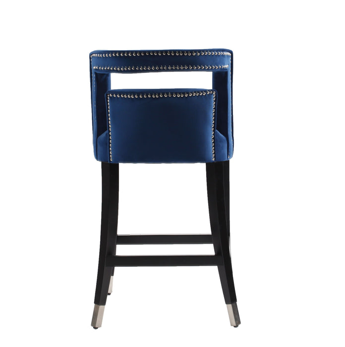 Suede Velvet Barstool With Nailheads Living Room Chair (Set of 2) - 26" Seater Height