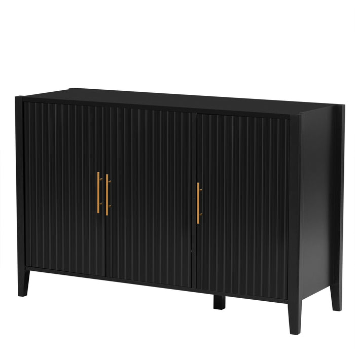 Featured Three-Door Storage Cabinet With Metal Handles, Suitable For Corridors, Entrances, Living Rooms, And Bedrooms