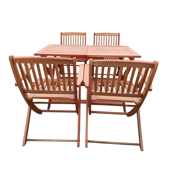 Foldable Patio Dining Set, 4 Folding Chairs & 1 Dining Table, indoor And Outdoor Universal, Teak