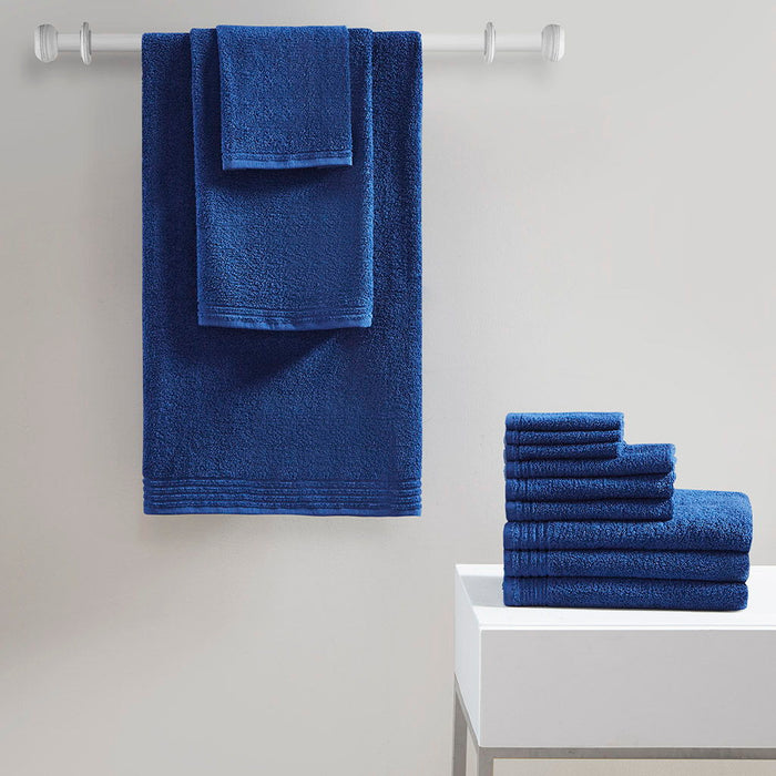 100% Cotton Quick Dry 12 Piece Bath Towel Set - Blue